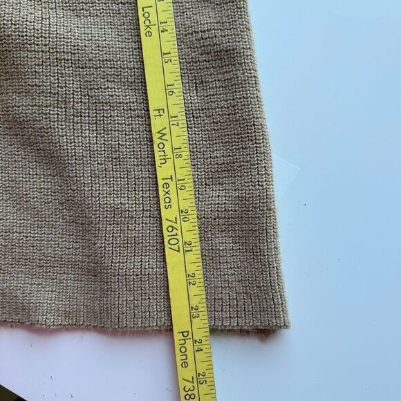 Emory Park V-neck Long Sleeve Lace-up Back Ribbed Knit Fall Sweater Tan Small - Picture 4 of 8